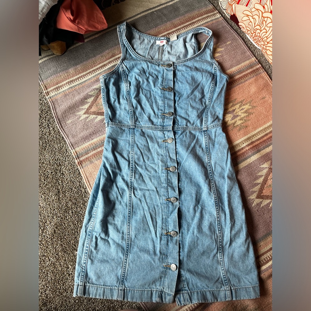 Levi's Light Blue Denim Button-Front Mini Dress